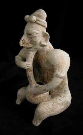 Jalisco Seated Shaman Drinking from a Bowl, 300 BCE - 300 CE