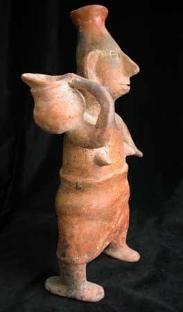 Colima Sculpture of a Woman Carrying a Vase, 300 BCE - 300 CE