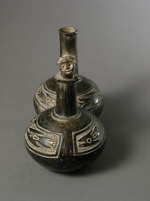 Chimu Blackware Double-Bodied Whistle Vessel, 900 CE - 1200 CE