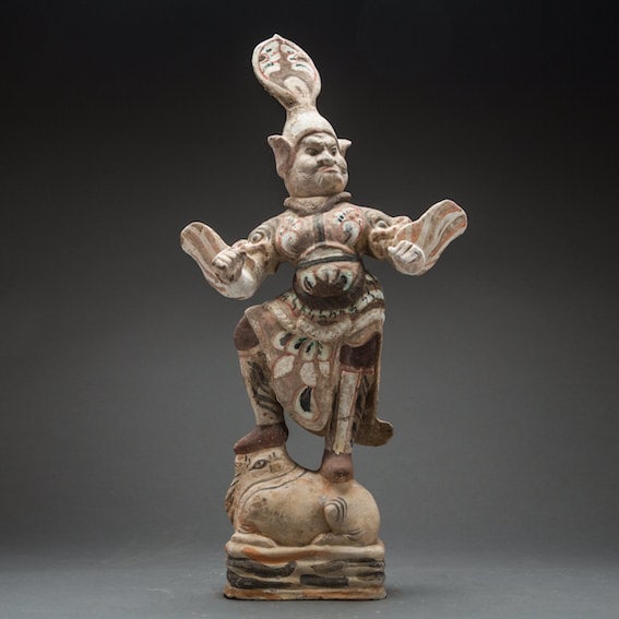 Set of Three Tang Pottery Lokapalas, 618 CE - 906 CE