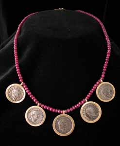 Necklace with Five Roman Silver Denaris of Emperor Vespasian, 69 CE - 79 CE