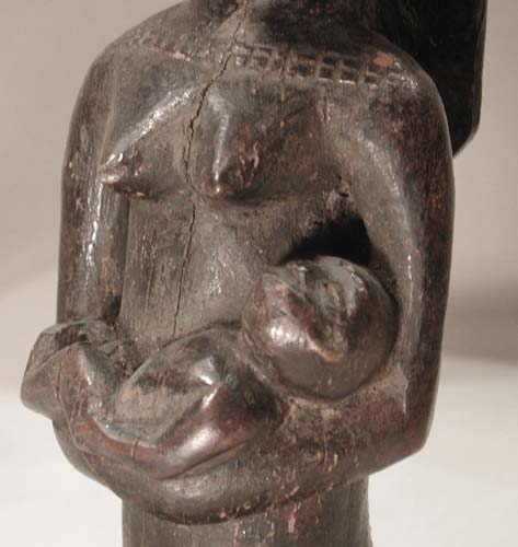 Tabwa Wooden Sculpture of a Mother and Child, 20th Century CE