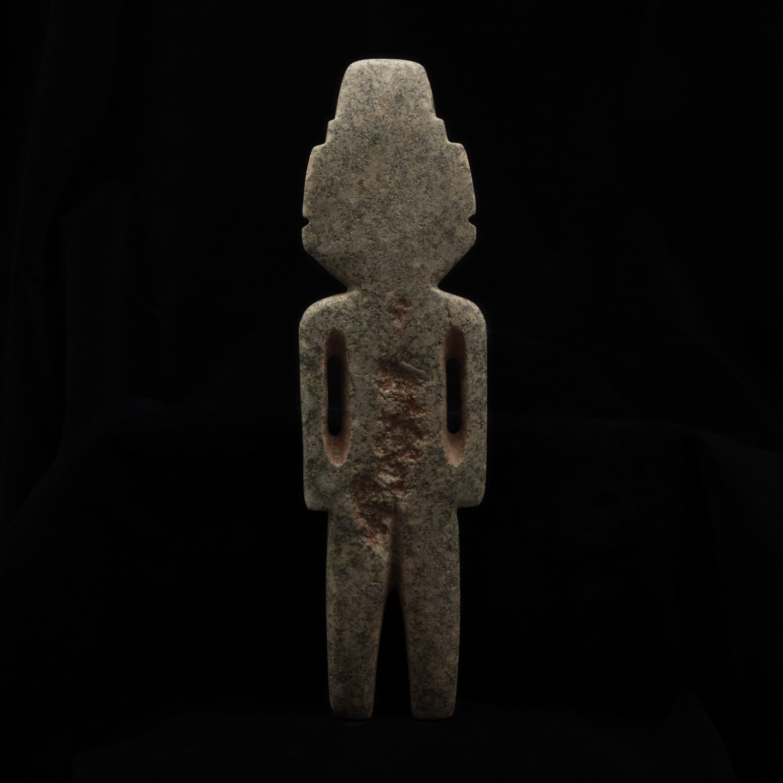 Grey-green Carved Serpentine Schist Standing Mezcala Anthropomorphic Figure (M14 Type), 300 BCE - 300 CE