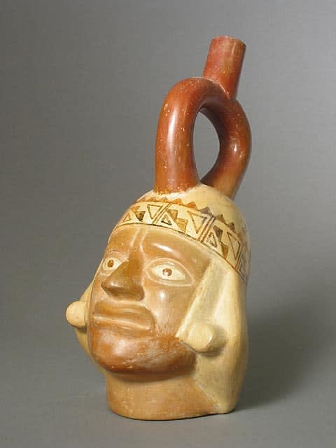Moche Portrait Head Vessel, 200 CE - 600 CE