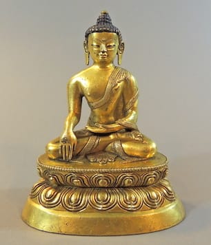 Gilt Bronze Seated Buddha, 16th Century CE - 18th Century CE