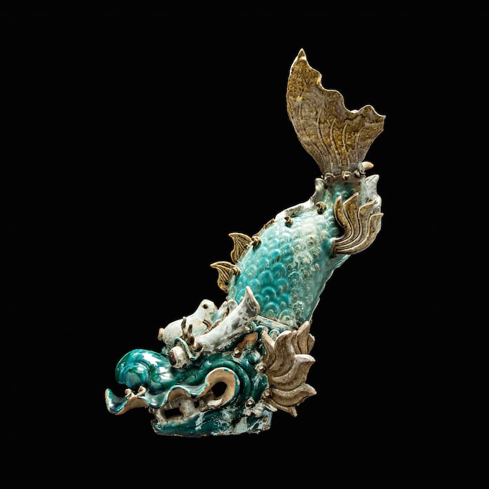 Ming Glazed Terracotta Architectural Sculpture of a Dragon Fish, 1368 CE - 1644 CE