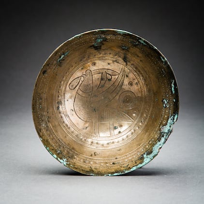 Sassanid Bronze Bowl with an Incised Bird, 200 CE - 600 CE