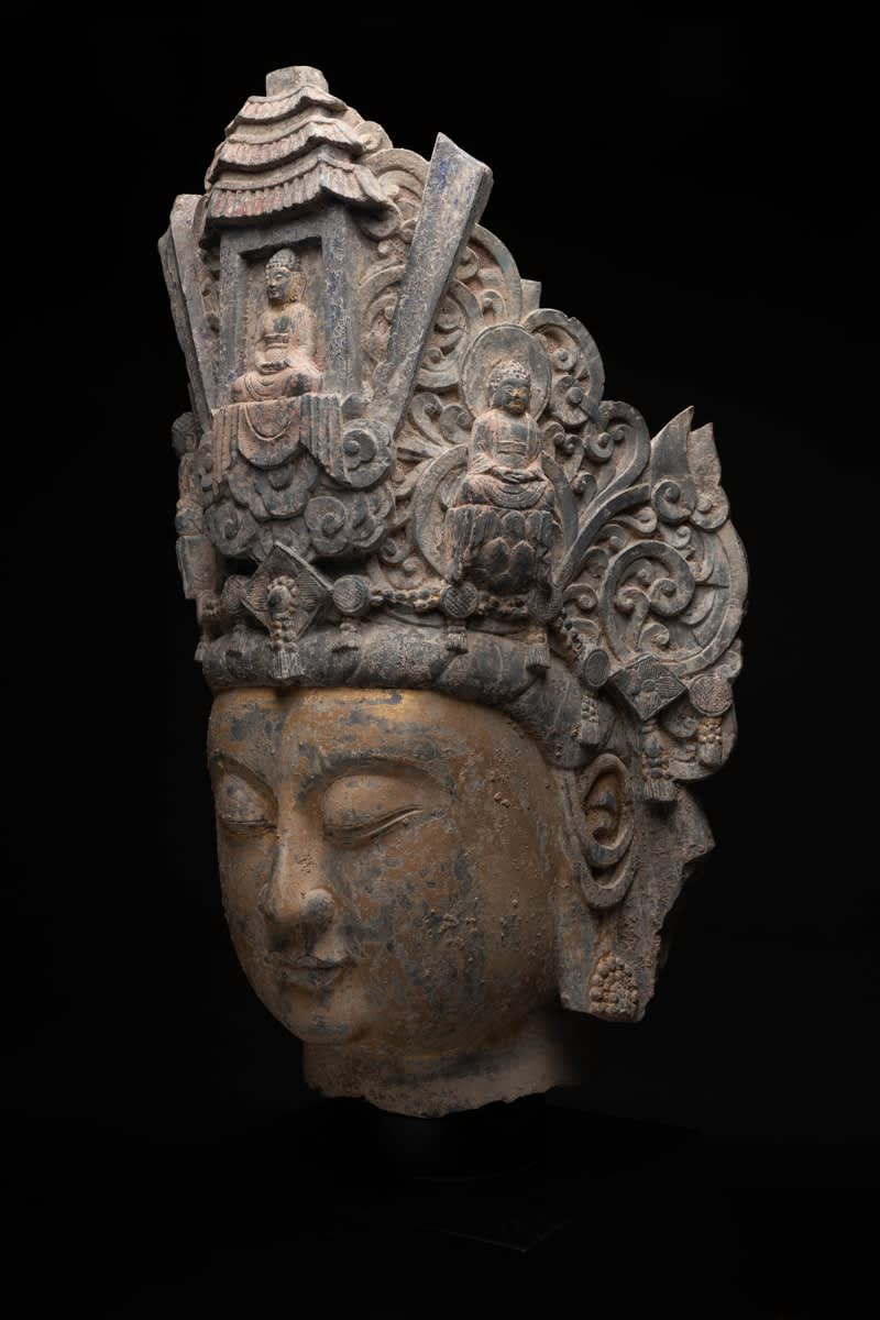 Sui Stone Head of a Bodhisattva, 581 CE - 618 CE