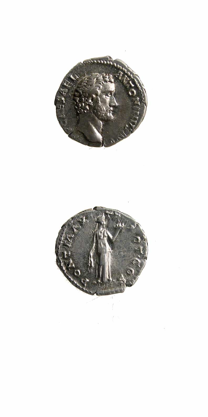Silver Denarius of Emperor Antoninus Pius, 138 CE - 161 CE