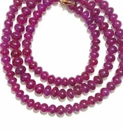 Ruby Bead Necklace Of 205 Carats - With A 14 Karat Gold Clasp