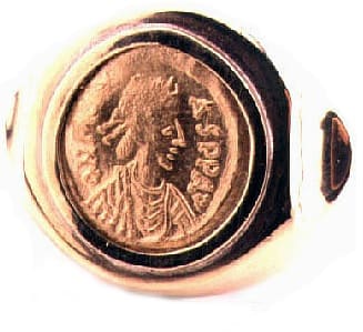 Gold Ring Featuring a Byzantine Gold Coin of Emperor Focas, 602 CE - 610 CE