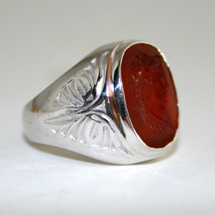 Gold Ring Featuring a Roman Carnelian Intaglio Depicting the Head of an Emperor, 200 CE - 400 CE