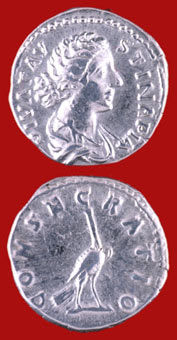 Silver Denarius of Empress Faustina Junior Issued Posthumously, 176 CE - 180 CE