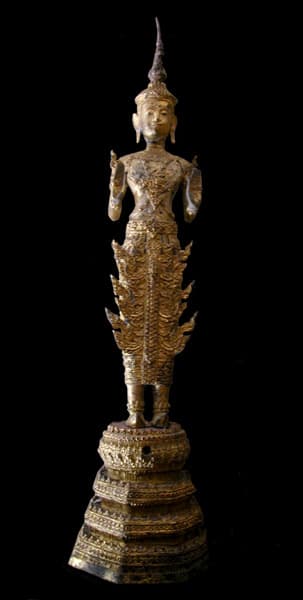 Rattanakosin Gilt Bronze Sculpture of the Walking Buddha, 18th Century CE - 19th Century CE