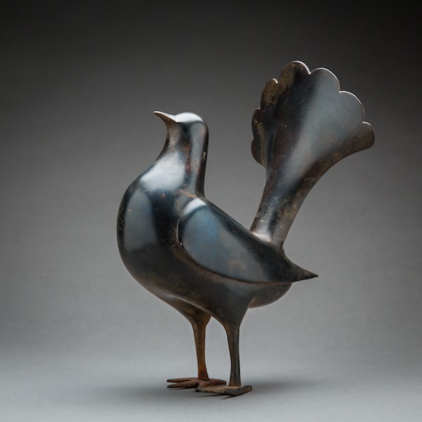 Qajar period damascened steel figurine of a dove, 19th Century CE