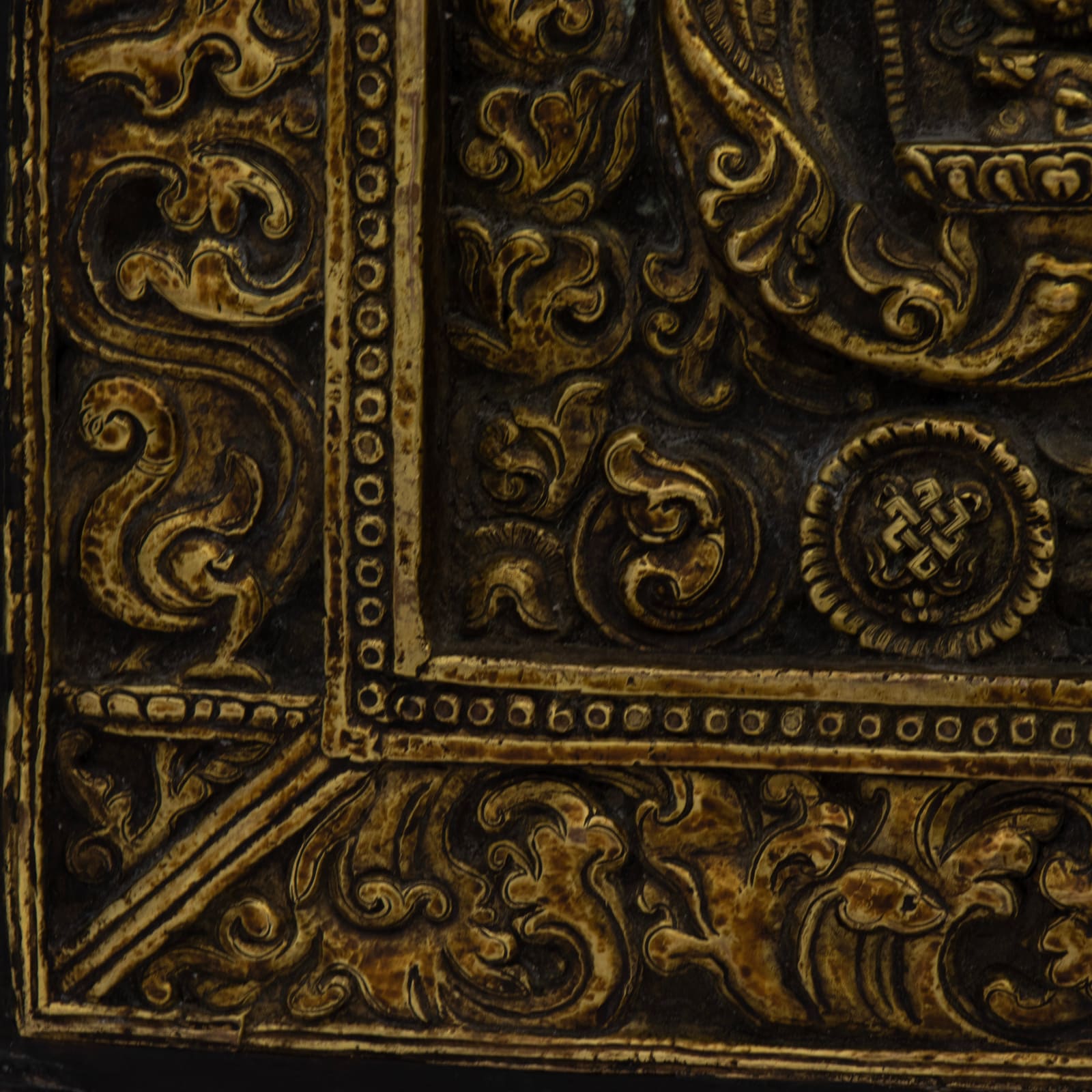 Tibetan Gilt-wooden Manuscript Cover with Vajrabhairava (Yamantaka), 14th - 16th Century CE