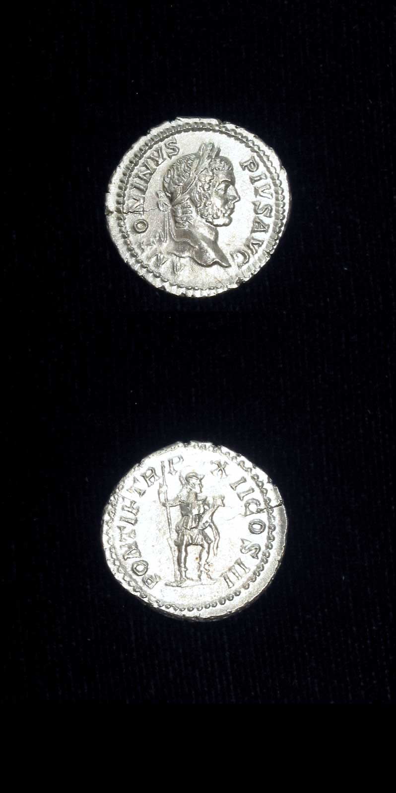 Silver Denarius of Emperor Caracalla, 200 CE - 210 CE