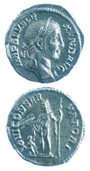 Silver Denarius of Emperor Severus Alexander, 228 CE - 231 CE