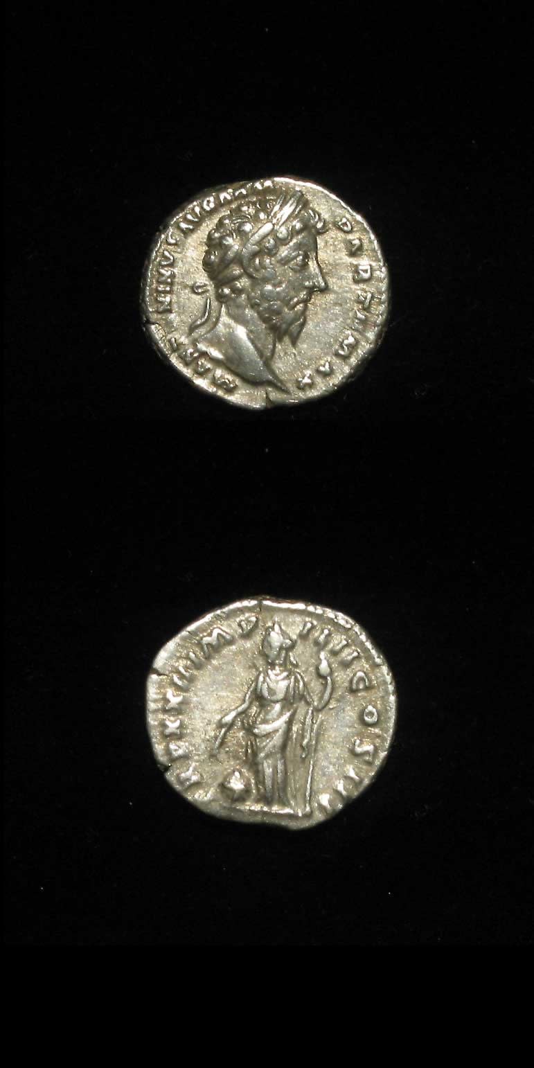 Silver Denarius of Emperor Marcus Aurelius, 161 CE - 180 CE