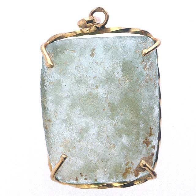Roman Glass Fragment Set in Pendant, 100 CE - 300 CE