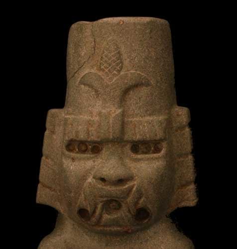 Olmec Jade-Green Stone Sculpture of the Maize God Seated, 900 BCE - 500 BCE
