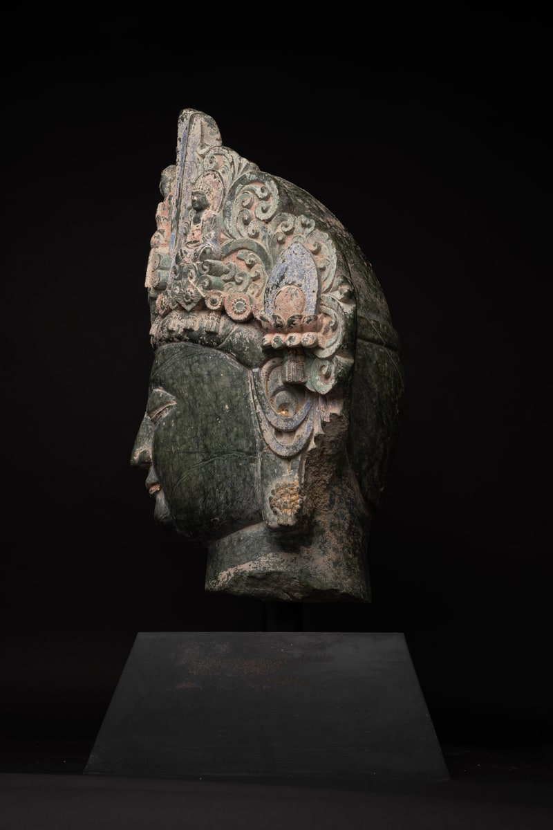 Sui Serpentine Marble Head of a Bodhisattva, 581 CE - 618 CE