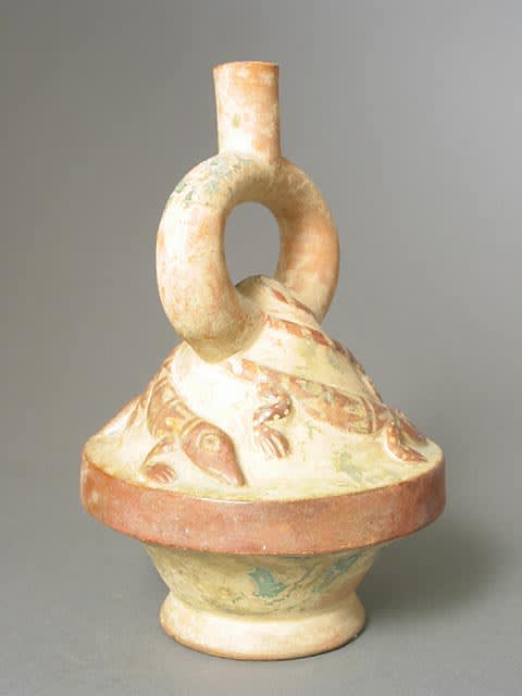 Moche Stirrup Vessel with Four Lizards, 1 CE - 300 CE