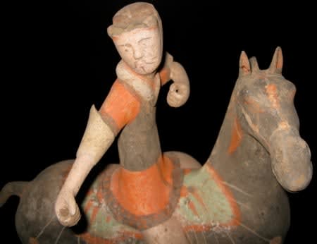 Han Polychrome Horse and Polo Player, 206 CE - 220 BCE