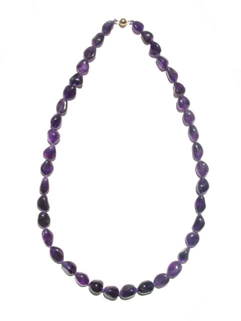 Amethyst Bead Necklace with Gold Clasp