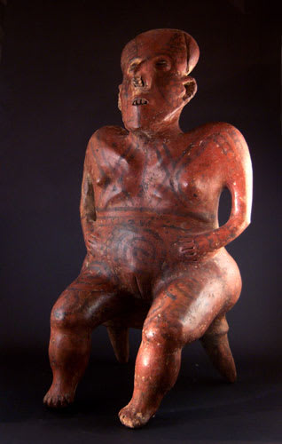 San Sebastián Style Nayarit Terracotta Sculpture of a Seated Woman, 300 BCE - 300 CE