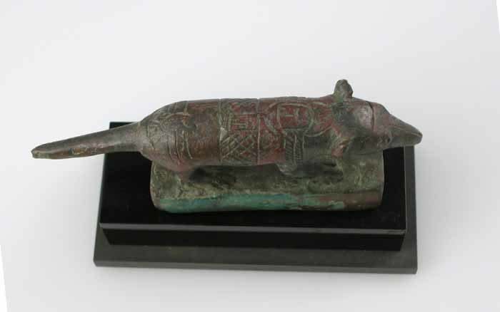 Egyptian Bronze Sculpture of a Mongoose, 600 BCE - 300 CE