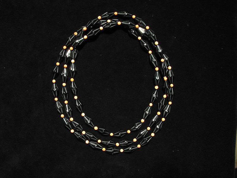 Black Onyx and Coral Bead Necklace