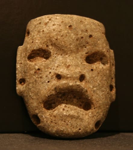 Olmec Stone Mask Pendant Depicting a Were-Jaguar, 900 BCE - 500 BCE