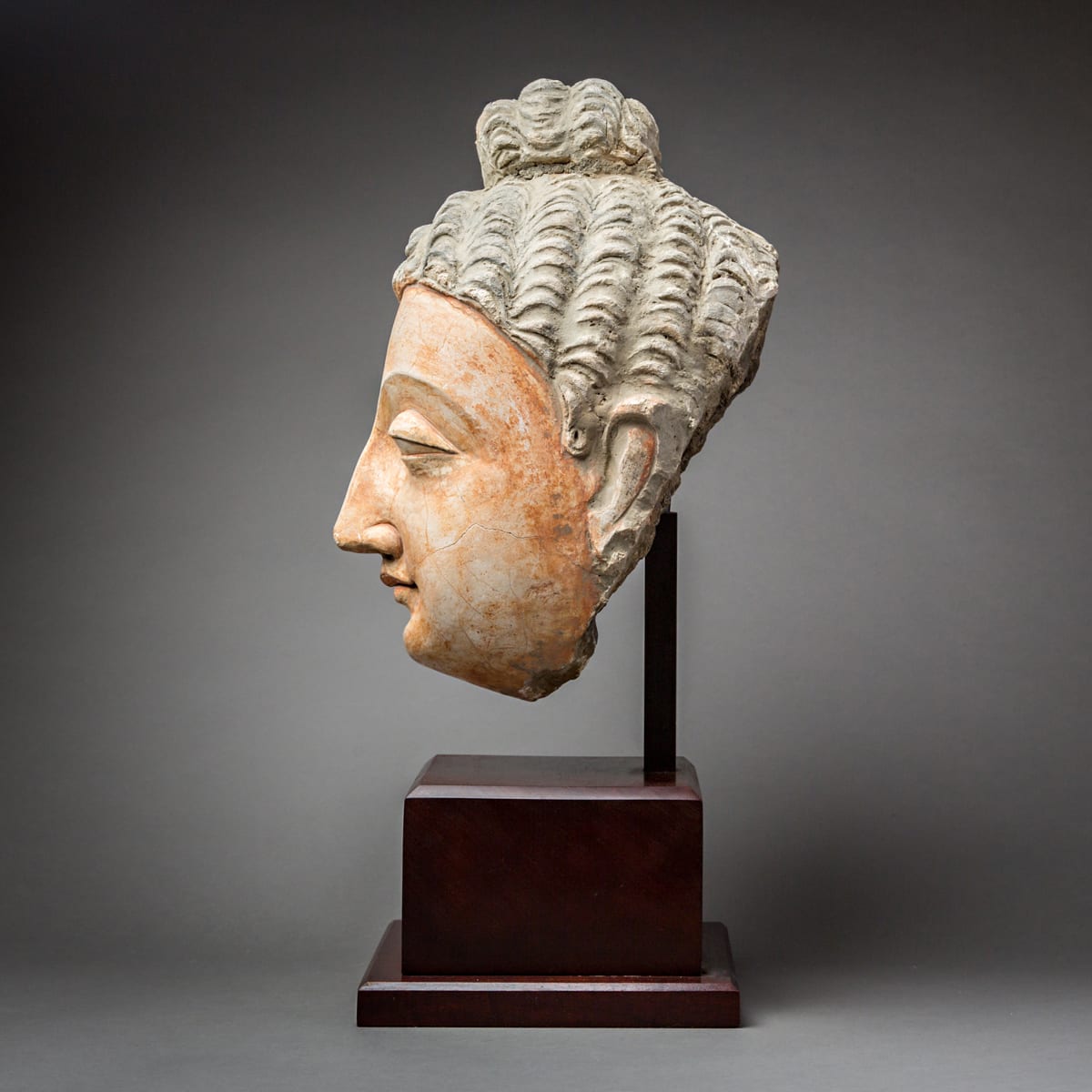 Large Polychromed Buddha Head, 100 CE - 400 CE