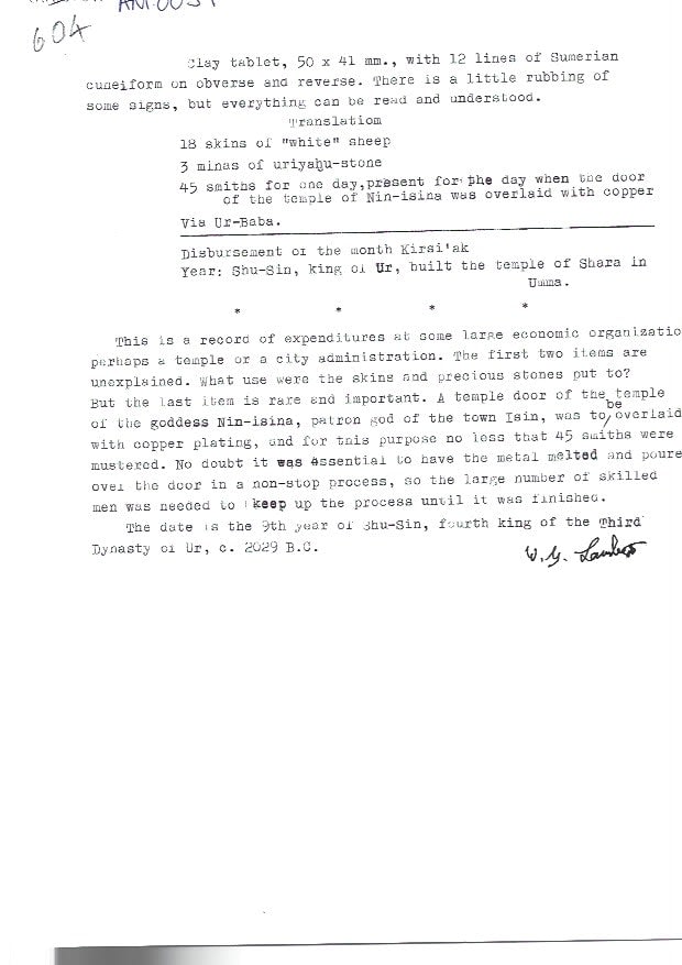 Sumerian Cuneiform Tablet, 2029 BCE