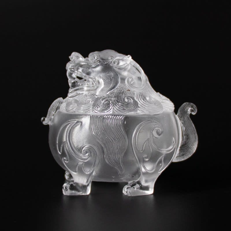 Cast glass incense burner depicting a mythological beast, 1644-1912