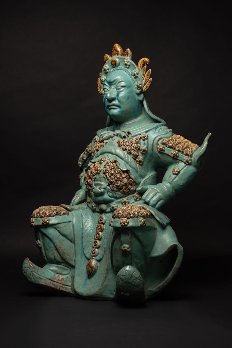 Turquoise statue of a seated warrior, 1500 BCE - 1800 CE