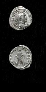 Silver Denarius of Emperor Elagabalus, 219 CE - 220 CE