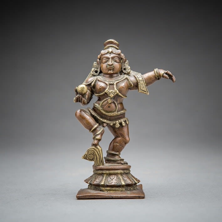 Dancing Krishna, holding a Butter Ball, 1850 CE - 1900 CE