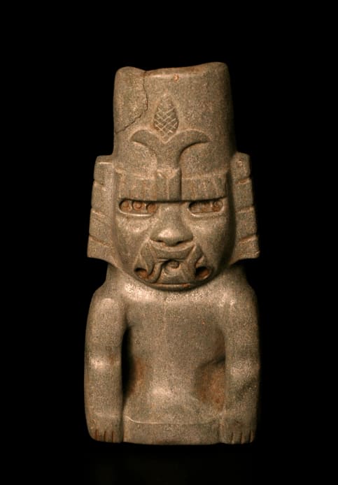 Olmec Jade-Green Stone Sculpture of the Maize God Seated, 900 BCE - 500 BCE