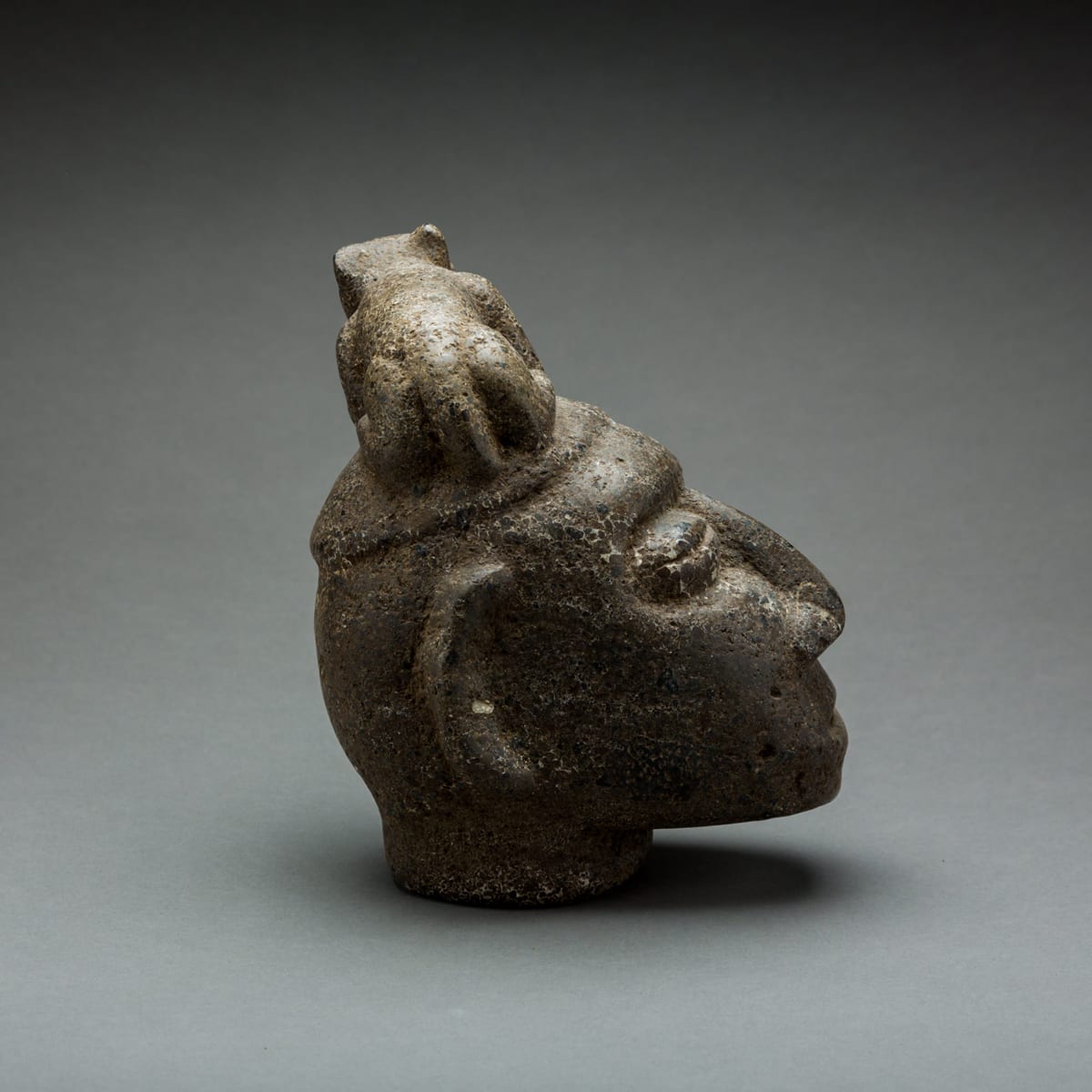 Atlantic Watershed Basalt Trophy Head of a Noble, 500 CE - 1000 CE