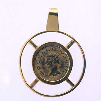Gold Pendant with Bronze Coin of Emperor Claudius II, 268 CE - 270 CE
