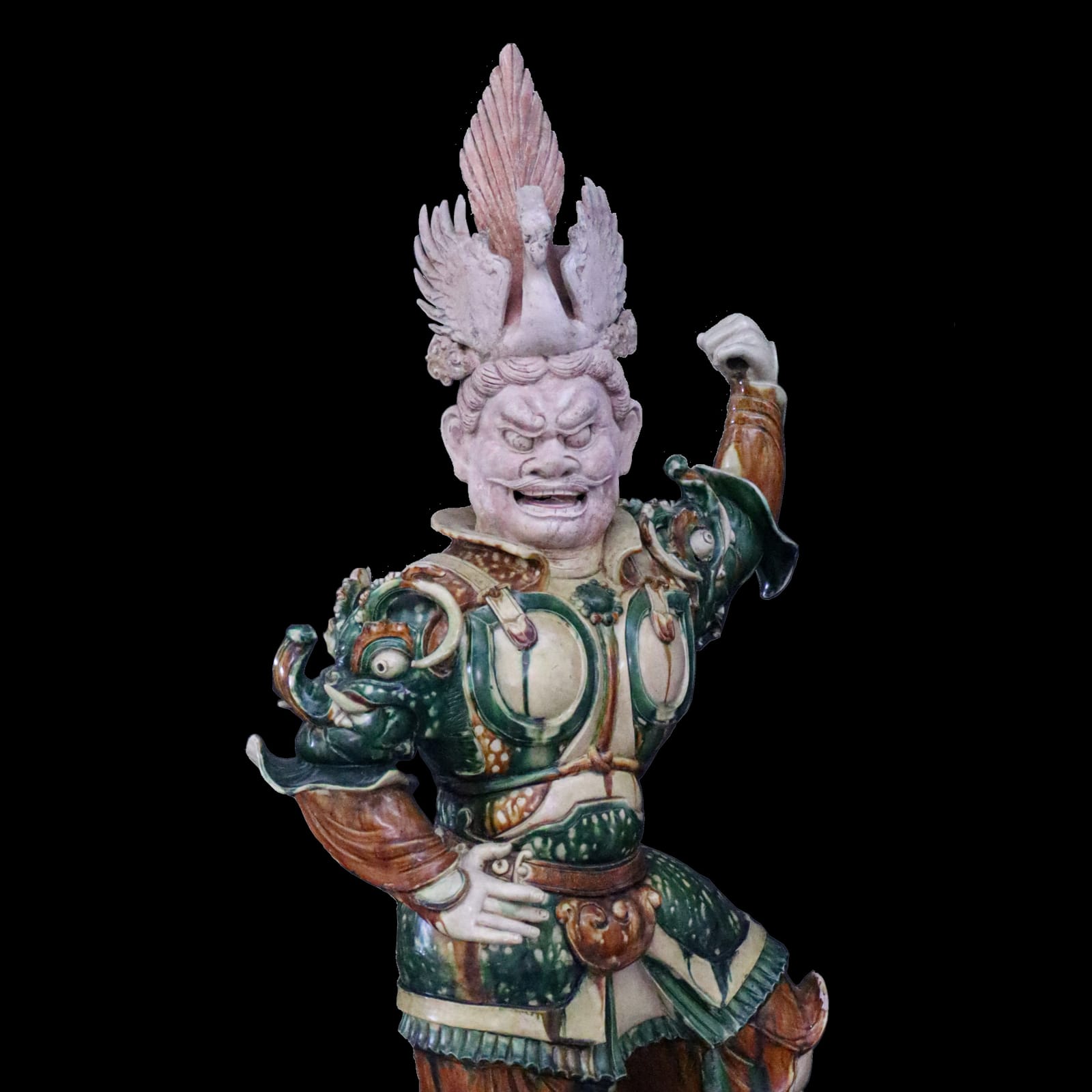 Tang Dynasty Sancai-Glazed Figure of the ‘Guardian of the Burial Chamber’ (Tang-k’uang), AD 618 - AD 907