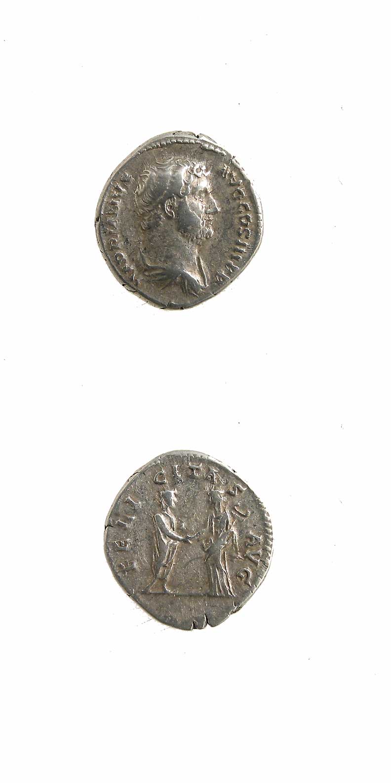 Silver Denarius of Emperor Hadrian, 117 CE - 138 CE