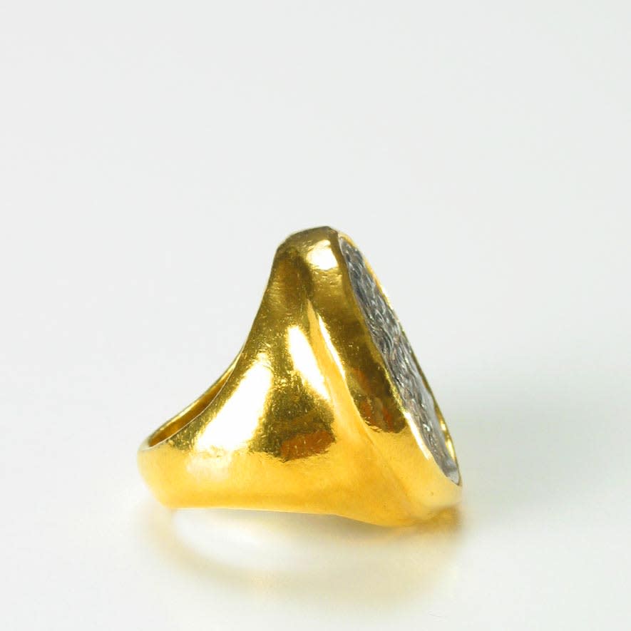 Gold Ring with Silver Tetradrachm of King Ptolemy XII, 85 BCE - 51 BCE