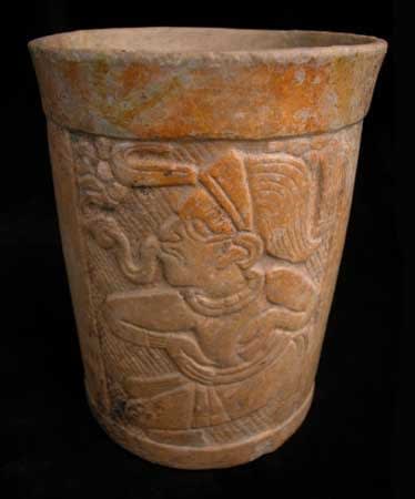 Mayan Molded Cylindrical Vessel, 300 BCE - 900 CE
