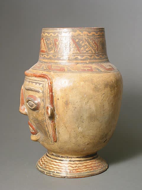 Pre-Columbian Art / Terracotta Trophy Head, 800 CE - 1500 CE