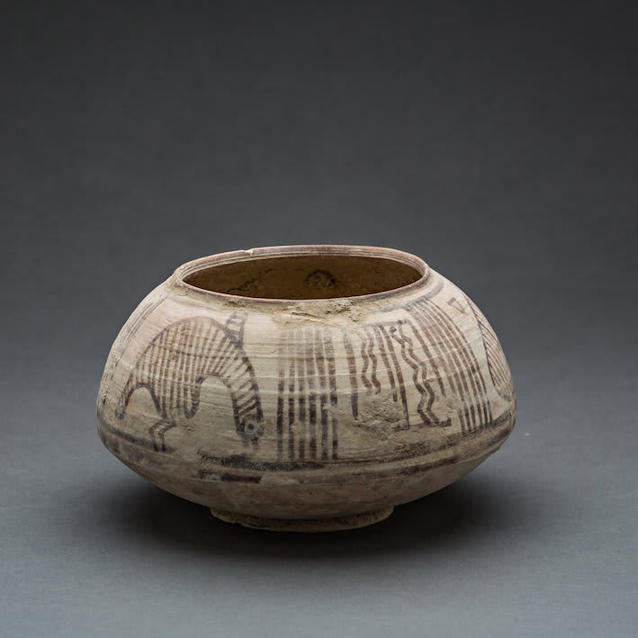 Indus Valley Terracotta Bowl Decorated with Geometric and Zoomorphic Designs/// published 8191, 3000 BCE - 2000 BCE