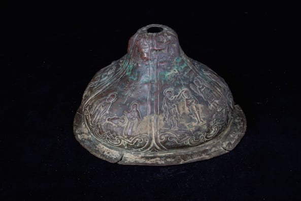Bronze Conical Incense Burner Top with Repoussé Decoration, 900 CE - 1300 CE