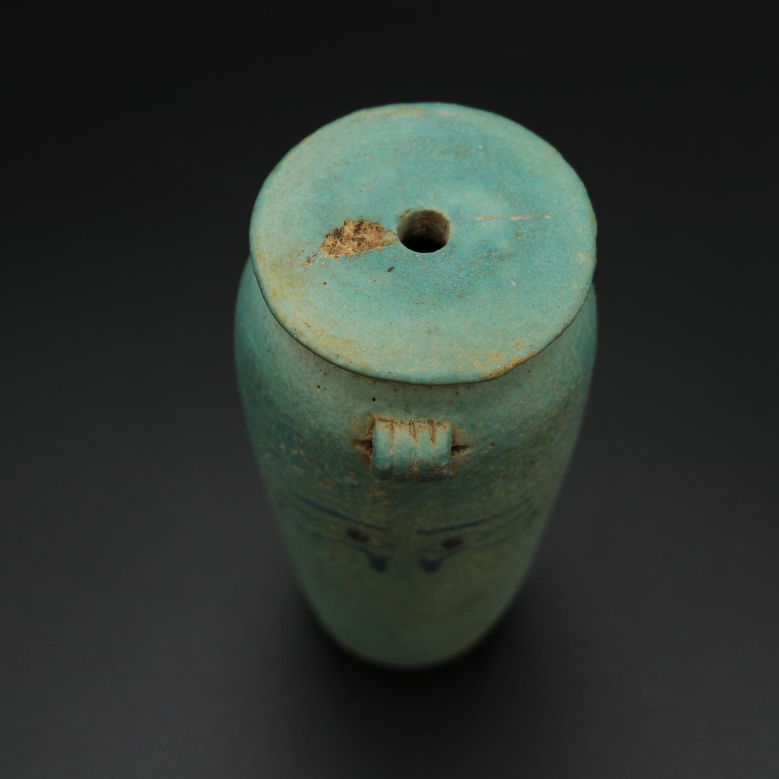 New Kingdom Faience Jar with Eyes of Horus, 1500 BC - 1069 BC